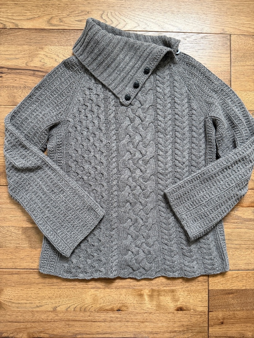 Farmers Market Iceland Wool Sweater Chunky Cable Knit Taupe M